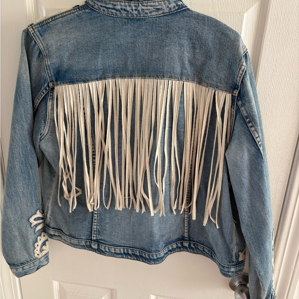 Reba Blue Jean Jacket with Fringe